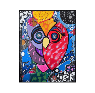 Abstract Family Tree Owl Painting by Frankie Cervantes