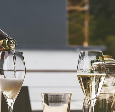 Champagne in glass and Bottle