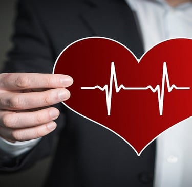 Man holding heart with pulse