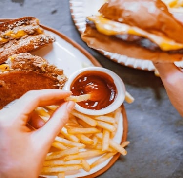 Burger, Fries, and Sauce