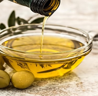Olives and Olive oil in a Bowl