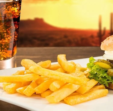Burger, Fries, and Cold Drink
