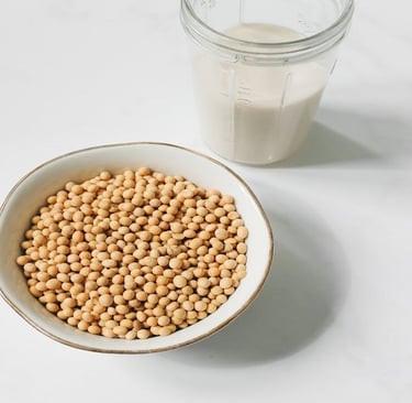 soybeans and soy milk on the table
