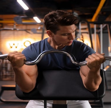 Man doing workout in the gym