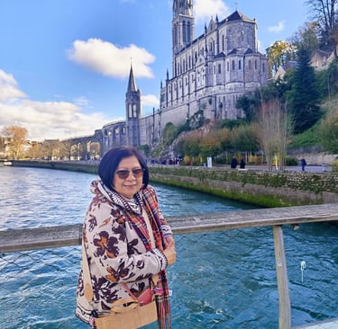 Our Lady of Lourdes in the Background