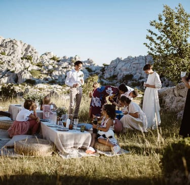 The photo shows a private wedding ceremony on Velebit mountain.