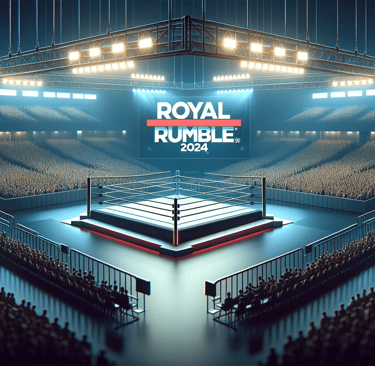 Royal Rumble 2024 in an energetic WWE arena setting.