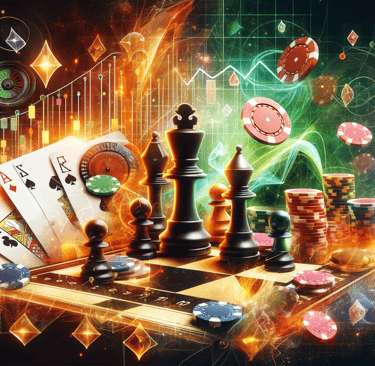 Chess, cards, and betting graphics blending game theory and gambling