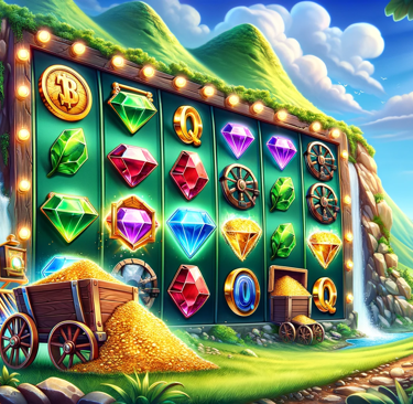 Bonanza slot game with gems and gold theme