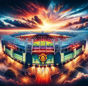 Manchester United's Old Trafford Stadium Under Twilight Sky
