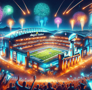 Allegiant Stadium Lit Up for Super Bowl 2024