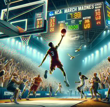 Player scoring in a decisive NCAA game with crowd cheering