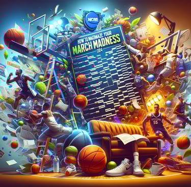 Dynamic and colorful hero image showcasing the excitement of NCAA March Madness 2024