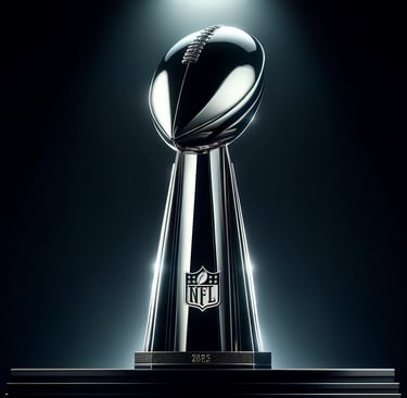 Pro Games 2025 trophy spotlighted, symbolizing NFL victory.