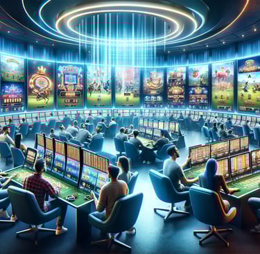 Players in a digital lounge participating in an online slot tournament