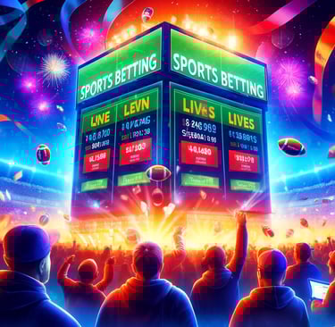 Depicting a vibrant sports betting scene during a major event like the Super Bowl
