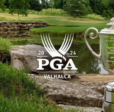 the prestigious PGA Championship trophy at Valhalla Golf Club