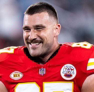 Travis Kelce smiling - Kansas City Chiefs Football Player