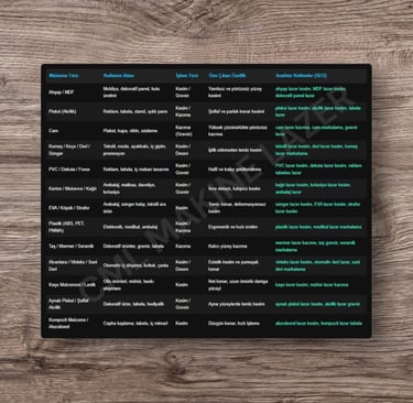 lazer kesim makinesi kesilebilen ve markalanan meteryaller