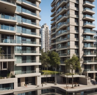A blue-toned building facade with a window featuring a double-paned style and a yellow sign that reads 'DE VÂNZARE 0268-411722'. Yellow gas pipes run along the wall into two square utility boxes.