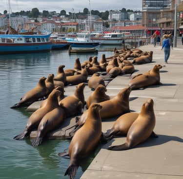 A sunny urban street scene with a wide sidewalk and a building on the left displaying a sign for a property management company. Trees with lush green foliage provide shade further down the street. Several vehicles, including cars and a truck, are parked or driving on the road. A sign indicating a loading zone is visible, and the sky is clear and blue.
