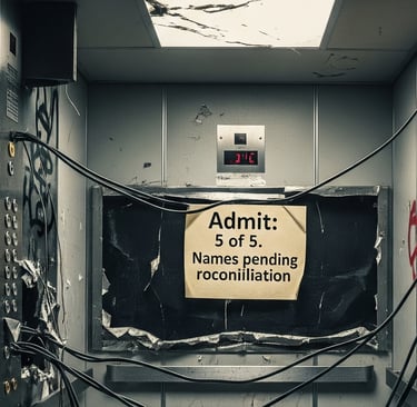 an elevator with a sign that says admit us to name it