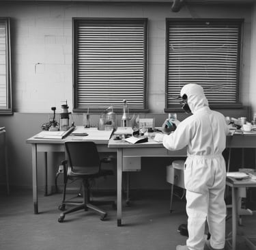 Two workers dressed in protective clothing are inspecting and sorting green leafy vegetables on a blue conveyor belt inside a factory setting. The environment is clean with green and white walls, and there are pieces of industrial equipment and yellow forklifts in the background.