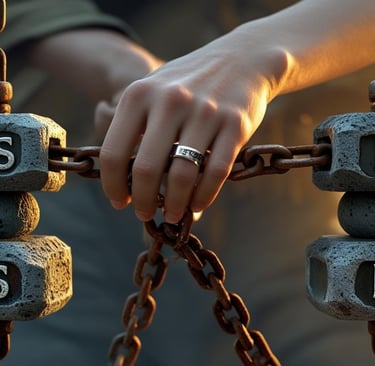 a person holding a ring with a ring on it