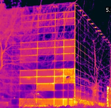 a thermal image of a glass facade
