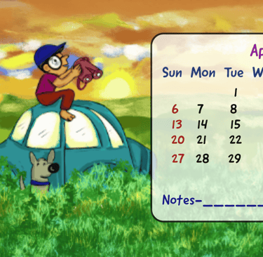 custom calendar-April