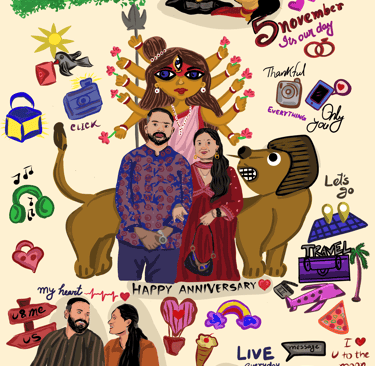 custom digital art- happy couple