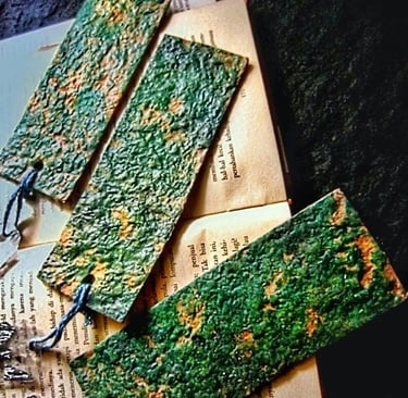 Recycle paper blue bookmark on the book