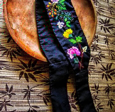 Hand embroidery flower hair band 