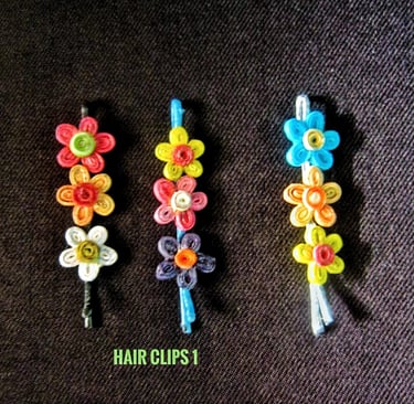 Mini recycled paper blossom hair clips 