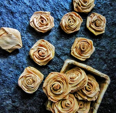 One set natural corn husk rose for perfect natural ornament 
