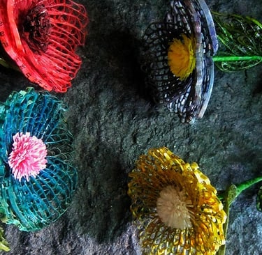Four pieces of poppy flower like yellow poppy,blue poppy,hot pink poppy,purple poppy for beautiful color of vase flower 