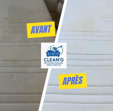 Résultat avant/après d'un nettoyage de matelas réalisé par nos équipes à Rennes