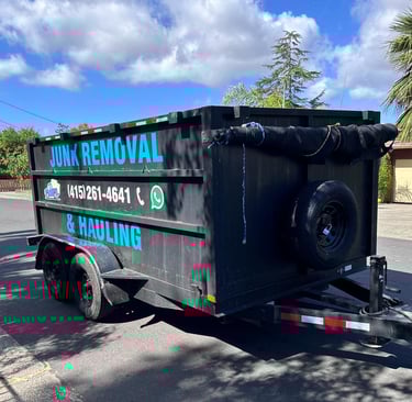 dumpster truck and trailer, perfect for junk removal services