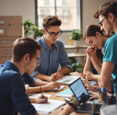 man in blue dress shirt and black pants standing in front of yellow and white signage