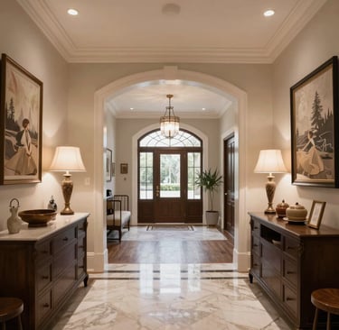 A person is engaged in woodworking, sitting cross-legged on the floor surrounded by wood shavings. They are carving a piece of wood using a chisel and a mallet. There are various tools and materials scattered around, including a knife and a block of wood.