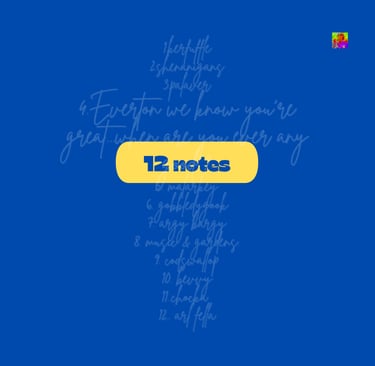Lyrics to the blue mersey music CD album 12 notes
