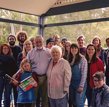 Crew & Cast photo of the production team behind the short film 'Grandpa' directed by Laura Franklin