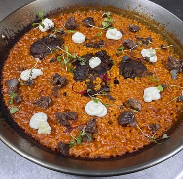 rice with pork cheks in their own juices