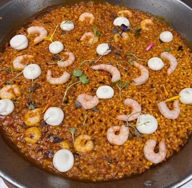 rice with Malaga prawns in pil-pil sauce 