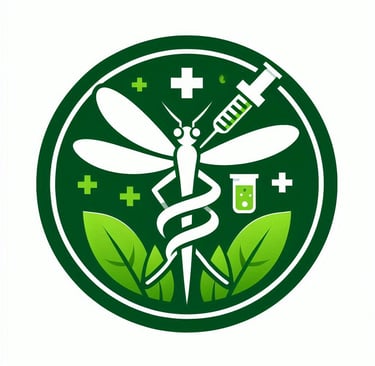 a mosquito with a medical symbol and syringe and niddle 
