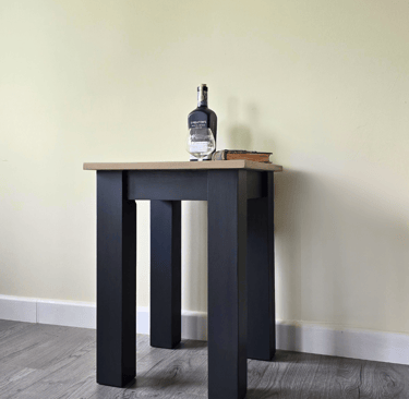 A side table painted in Fusion Mineral Paint - Ash with natural top