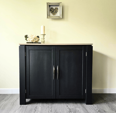 A small sideboard painted in Fusion Mineral Paint - Ash with natural top