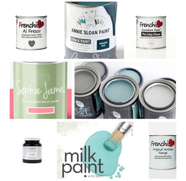 Images showing a range of possible furniture paint brands. Used to accompany a blog on choosing the right furniture paint