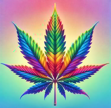 a marijuana leaf with rainbow colors