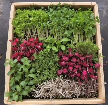 Rows of lush, green leafy vegetables are growing in a neatly organized garden or farm. The vibrant shades of green indicate healthy and thriving plants. Irrigation pipes and pathways are visible, suggesting a well-maintained agricultural setup.
